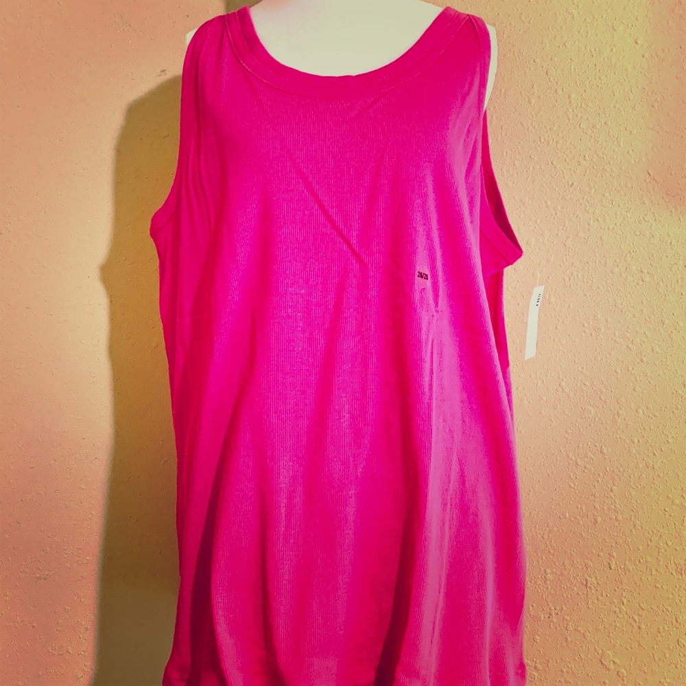 NWT Bright Pink Avenue Ribbed Tank Top Size 26 28